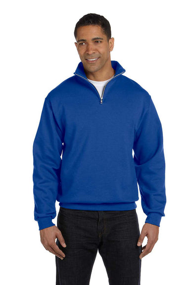 Jerzees 995M Mens NuBlend Fleece 1/4 Zip Sweatshirt Royal Blue Front
