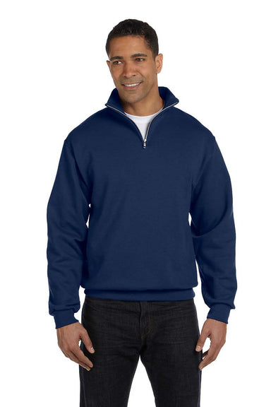 Jerzees 995M Mens NuBlend Fleece 1/4 Zip Sweatshirt Navy Blue Front