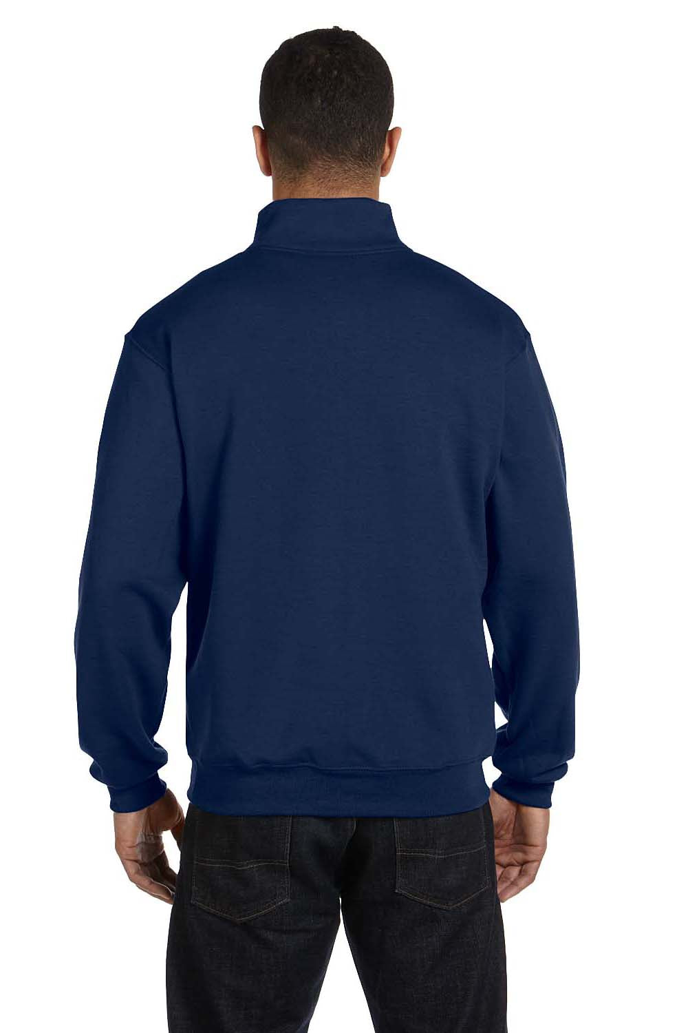 Jerzees 995M Mens NuBlend Fleece 1/4 Zip Sweatshirt Navy Blue Back