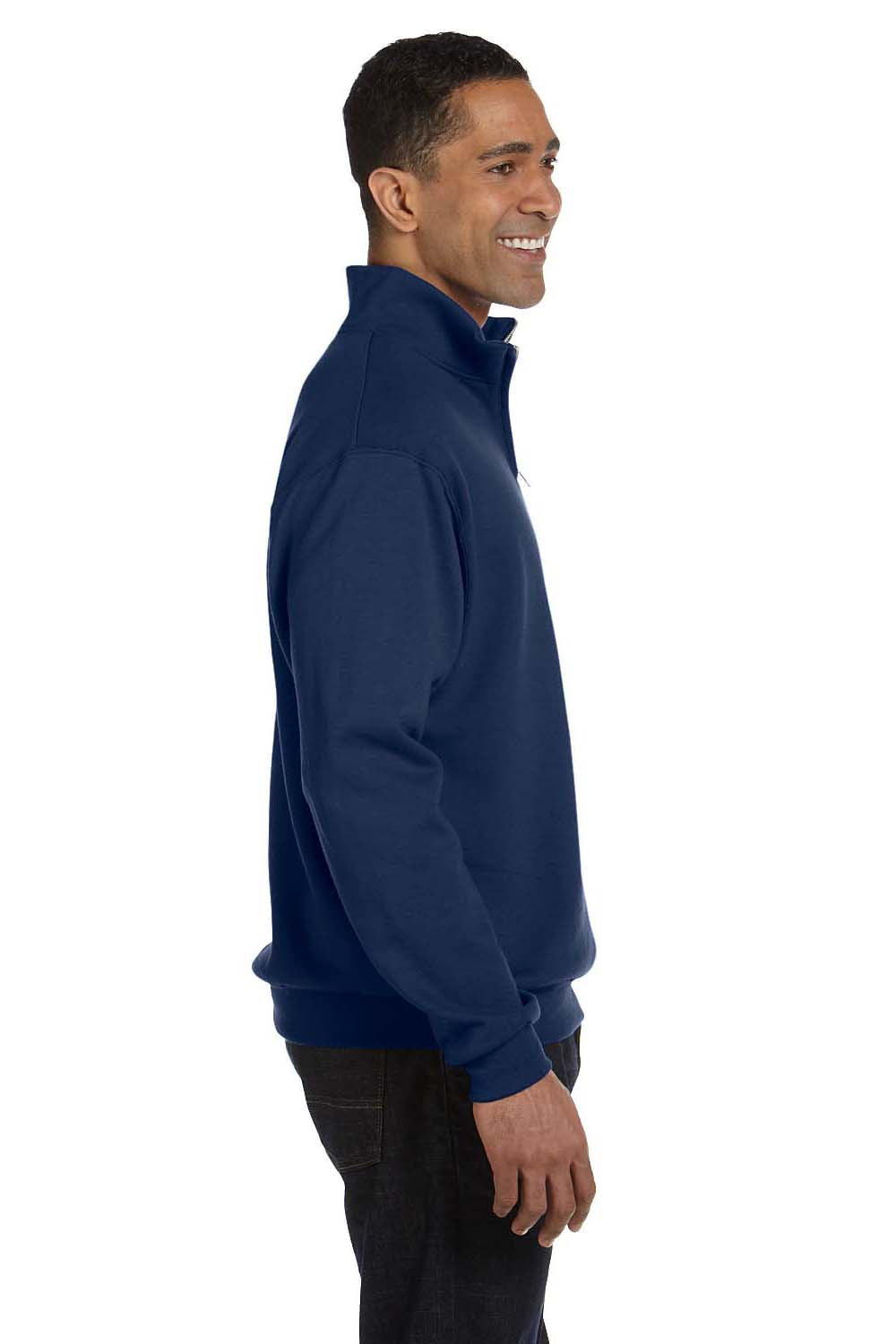 Jerzees 995M Mens NuBlend Fleece 1/4 Zip Sweatshirt Navy Blue Side