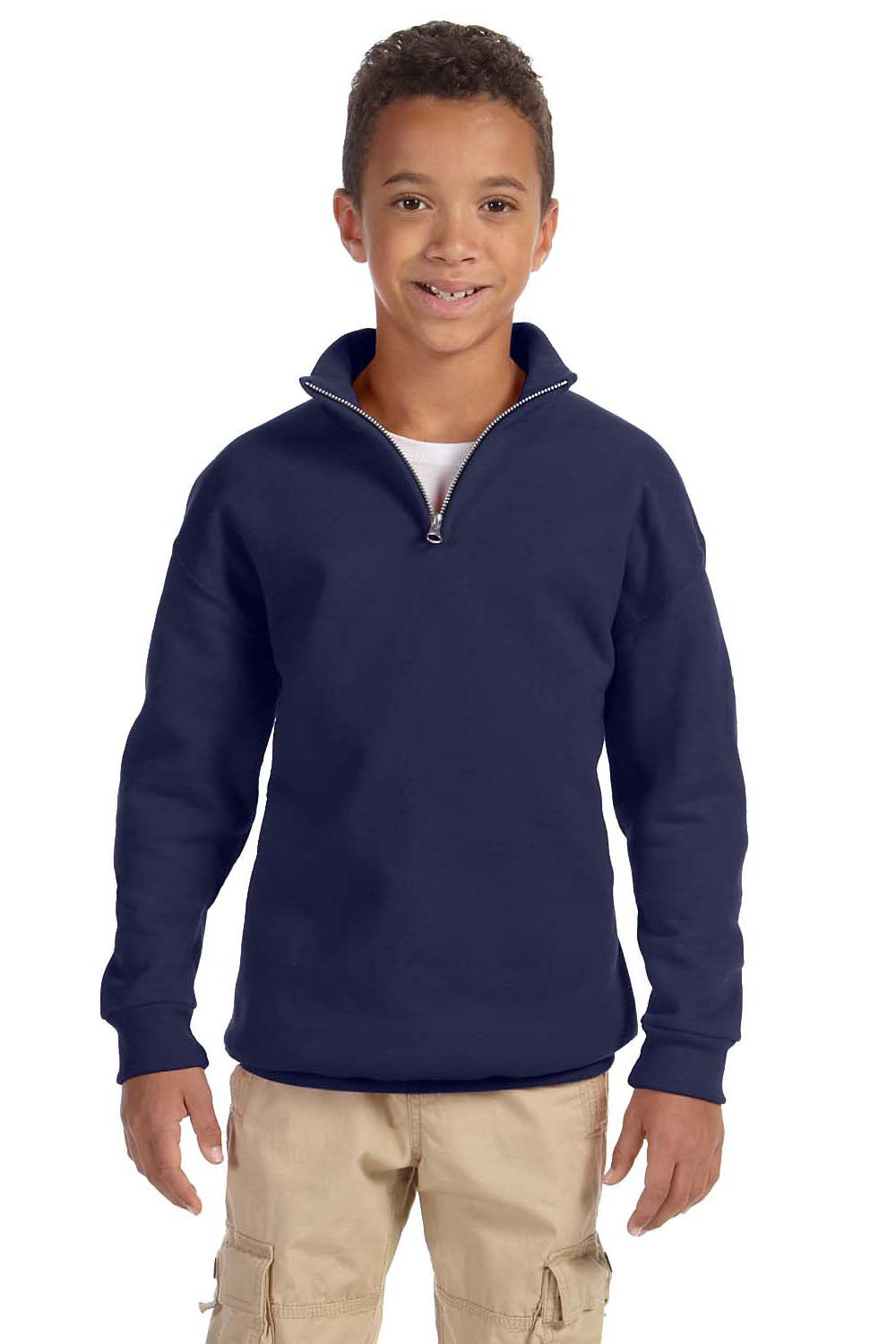 Jerzees 995Y Youth NuBlend Fleece 1/4 Zip Sweatshirt Navy Blue Front