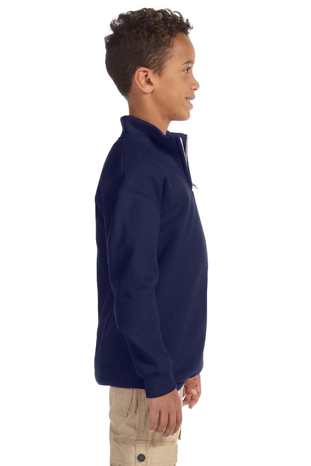 Jerzees 995Y Youth NuBlend Fleece 1/4 Zip Sweatshirt Navy Blue Side