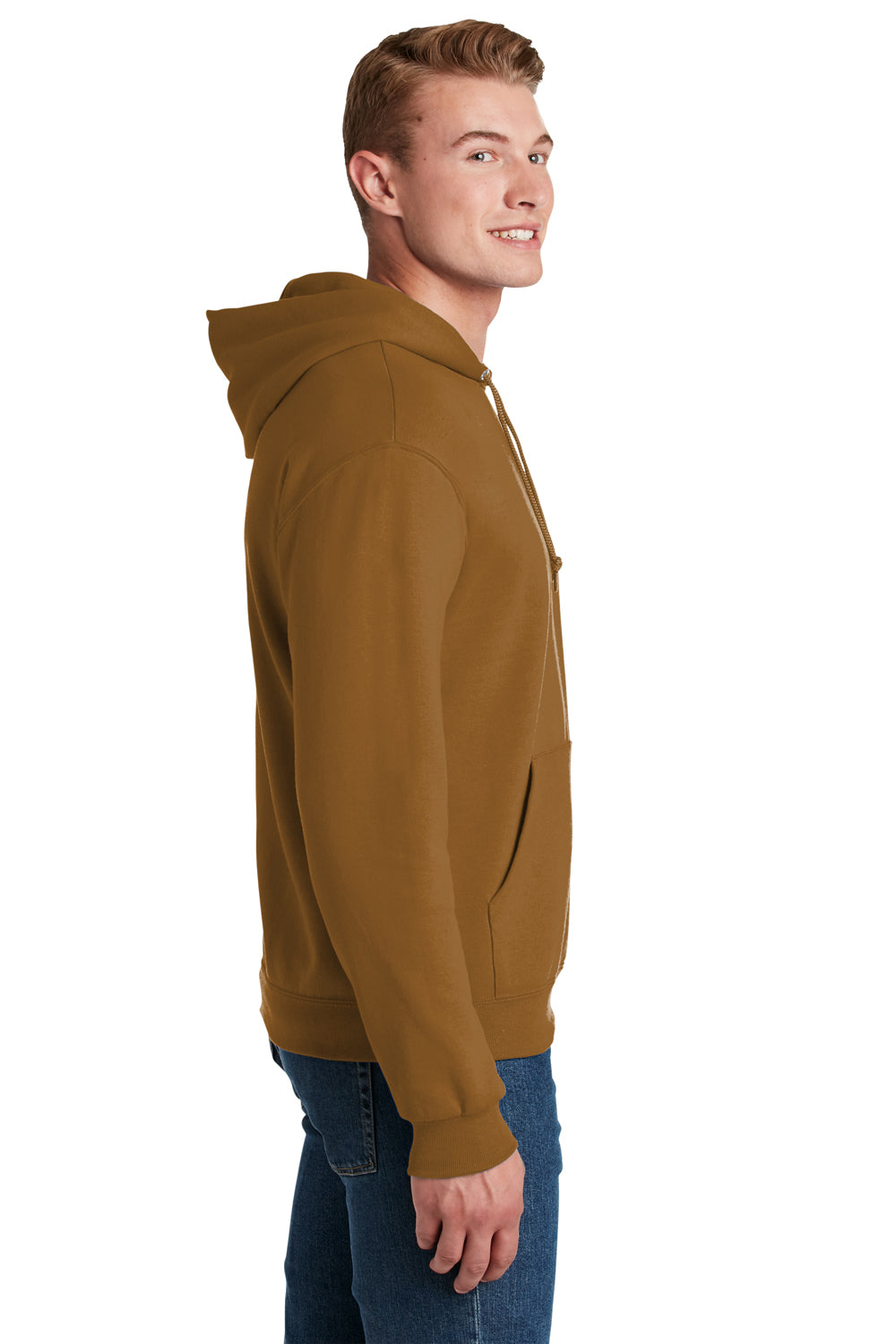 Jerzees 996M/996/996MR Mens NuBlend Fleece Hooded Sweatshirt Hoodie Golden Pecan Brown Side