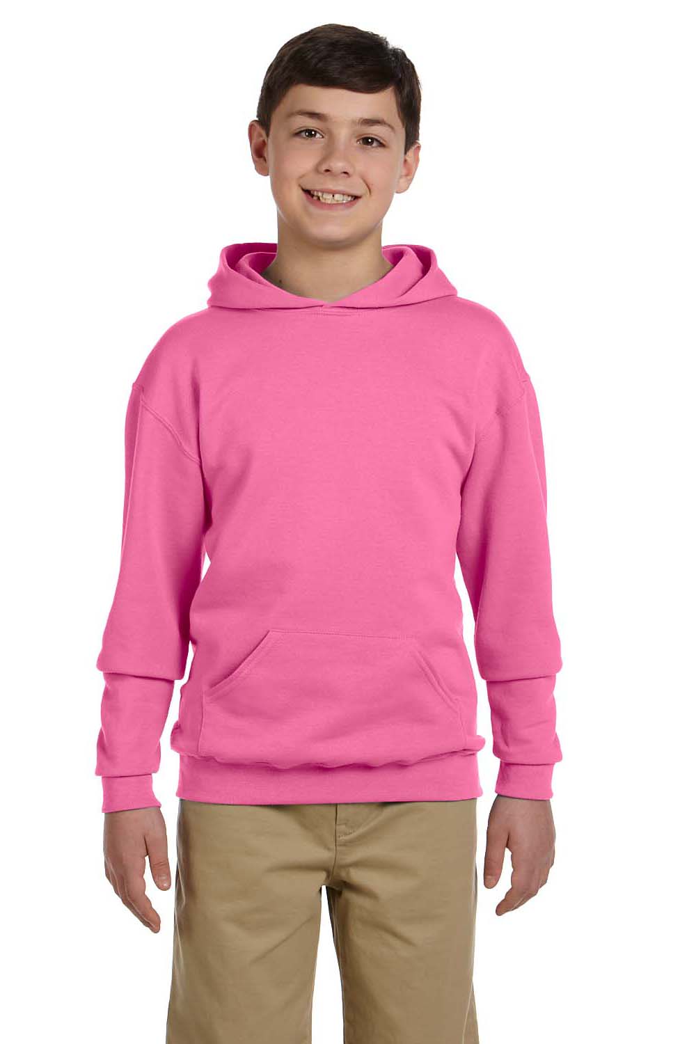 Jerzees 996Y Youth NuBlend Fleece Hooded Sweatshirt Hoodie Neon Pink Front