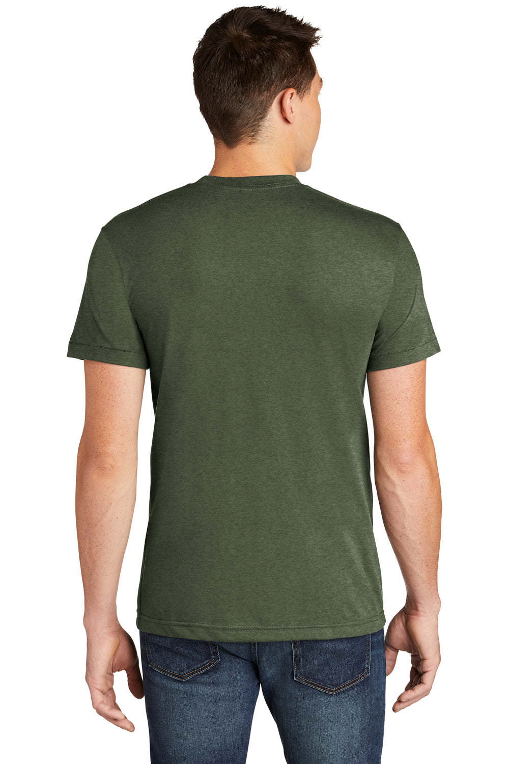 American Apparel BB401W Mens Short Sleeve Crewneck T-Shirt Heather Lieutenant Green Back
