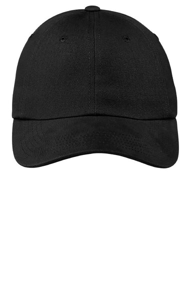 Port Authority BTU Brushed Twill Hat Black Front