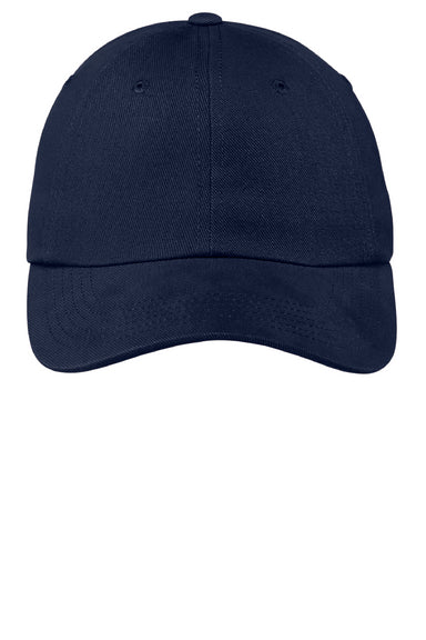 Port Authority BTU Brushed Twill Hat Navy Blue Front