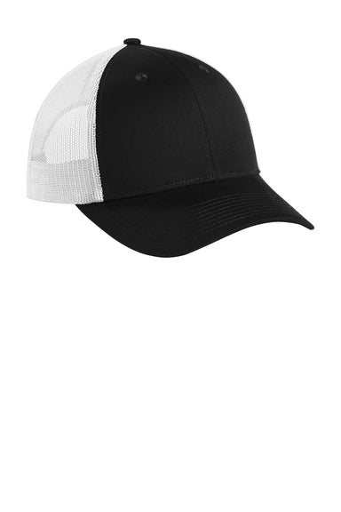 Port Authority C112LP Low Profile Snapback Trucker Hat Black/White Front