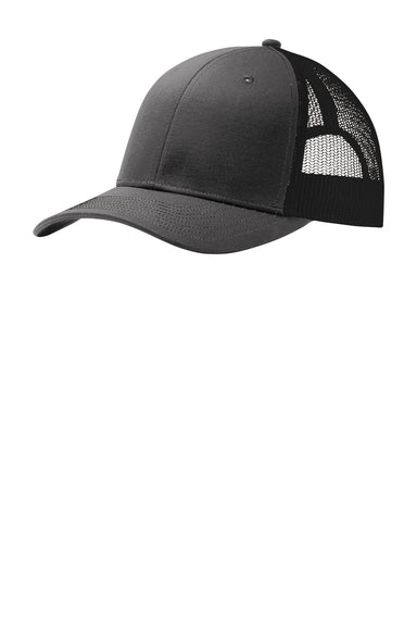 Port Authority Mens Adjustable Trucker Hat Steel Grey/Black Front