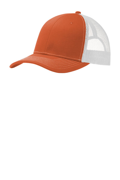 Port Authority Mens Adjustable Trucker Hat Texas Orange/White Front