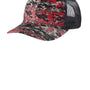 Port Authority Mens Digi Camo Snapback Trucker Hat - Flame Red Digital Camo/Steel Grey
