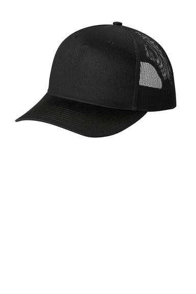 Port Authority C115 Snapback Trucker Hat Black Front