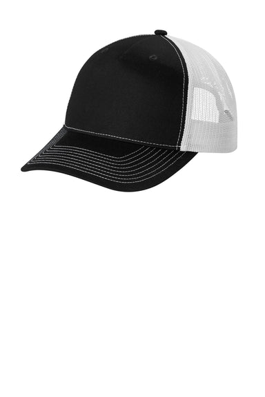Port Authority C115 Snapback Trucker Hat Black/White Front