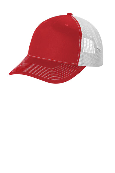 Port Authority C115 Snapback Trucker Hat Flame Red/White Front