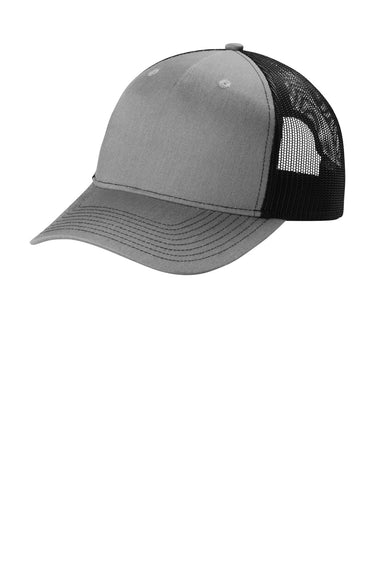 Port Authority C115 Snapback Trucker Hat Heather Grey/Black Front