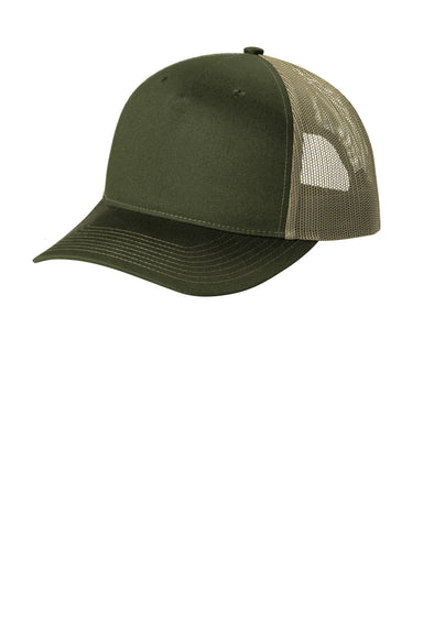 Port Authority C115 Snapback Trucker Hat Olive Drab Green/Tan Front