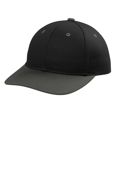 Port Authority C118 Mens Snapback Hat Black/Steel Grey Front