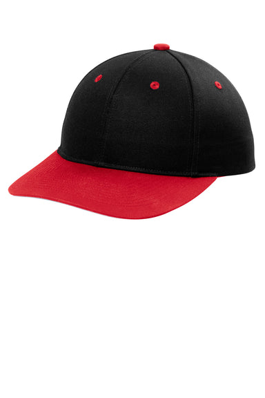 Port Authority C118 Mens Snapback Hat Black/True Red Front