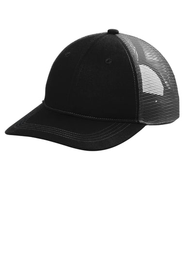 Port Authority C119 Mens Snapback Trucker Hat Black/Grey Steel Front
