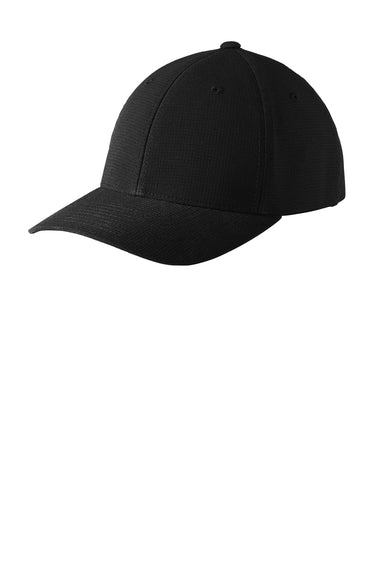 Port Authority C301 Performance Flexfit Snapback Hat Black Front