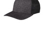 Port Authority Mens Melange Mesh Back Flexfit Trucker Hat - Black/Heather Dark Charcoal Grey