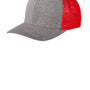 Port Authority Mens Melange Mesh Back Flexfit Trucker Hat - True Red/Heather Grey