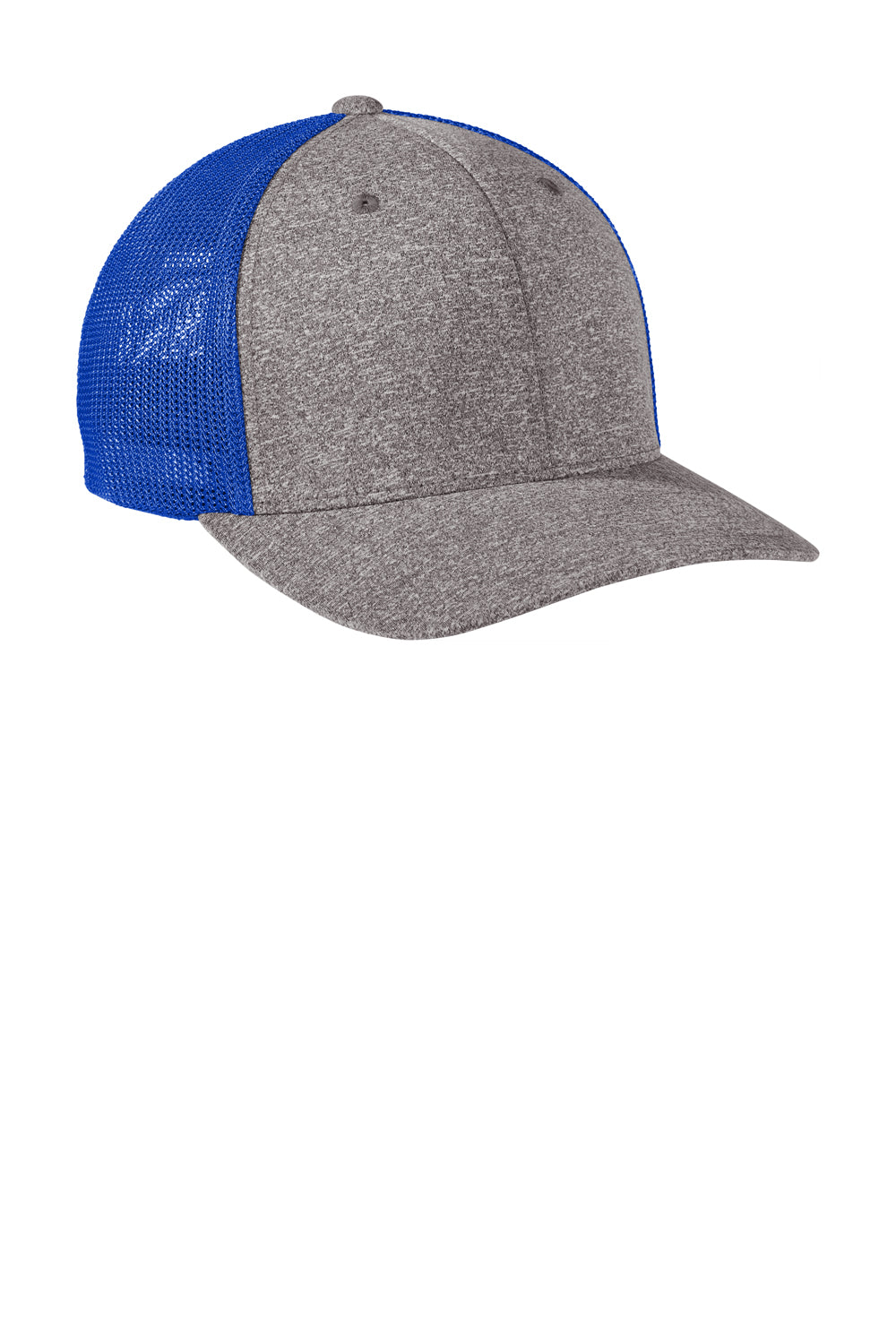 Port Authority C302 Mens True Royal Blue/Heather Grey Melange Mesh Back Flexfit  Trucker Hat — | Flex Caps
