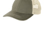 Port Authority Mens Distressed Mesh Back Adjustable Hat - Light Olive Green/Stone