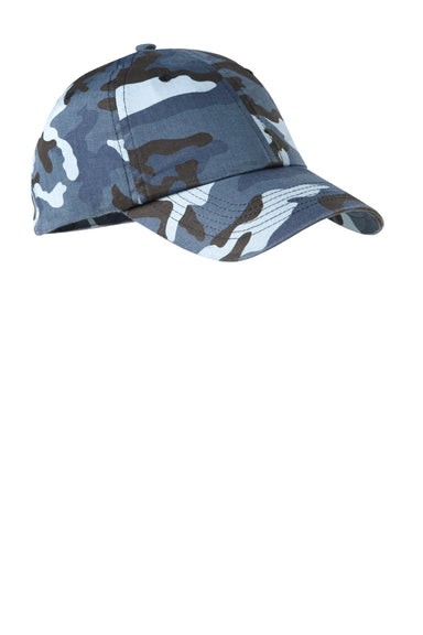 Port Authority C851 Mens Camouflage Hat Navy Blue Camo Front