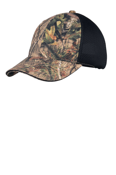 Port Authority C912 Mens Camouflage Mesh Back Hat Mossy Oak Break Up Country/Black Front