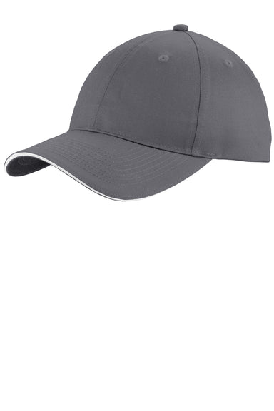 Port & Company C919 Unstructured Sandwich Bill Hat Charcoal Grey/White Front