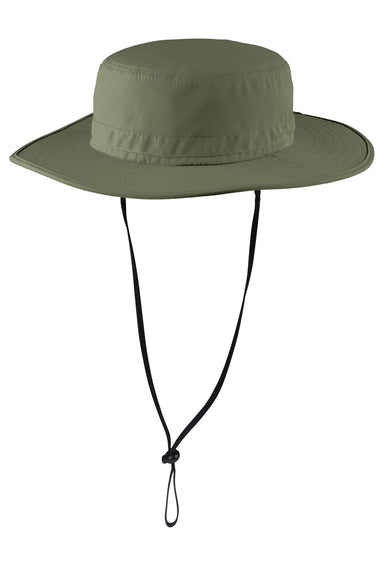 Port Authority C920 Mens Moisture Wicking Wide Brim Hat Olive Leaf Green Front