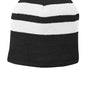 Port & Company Mens Fleece Lined Striped Beanie - Black/White