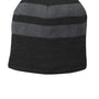 Port & Company Mens Fleece Lined Striped Beanie - Black/Athletic Oxford Grey