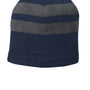 Port & Company Mens Fleece Lined Striped Beanie - Navy Blue/Athletic Oxford Grey