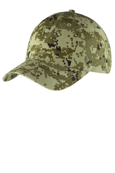 Port Authority C925 Mens Digital Ripstop Camouflage Hat Green Camo Front