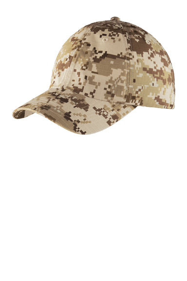 Port Authority C925 Mens Digital Ripstop Camouflage Hat Sand Camo Front