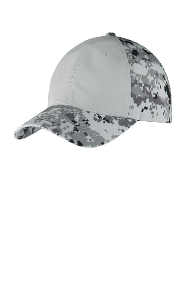 Port Authority C926 Mens Colorblock Digital Ripstop Camouflage Hat Grey Camo/Grey Front