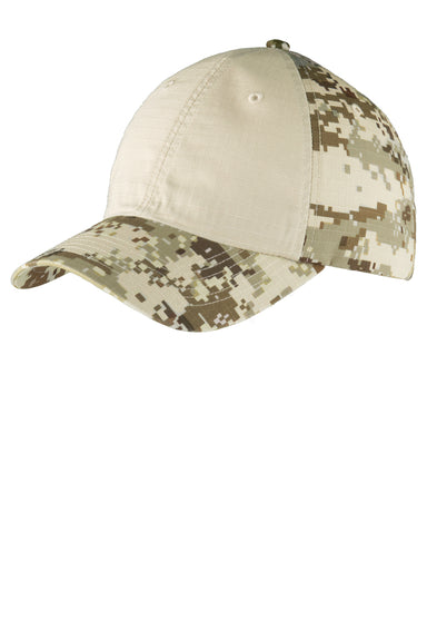 Port Authority C926 Mens Colorblock Digital Ripstop Camouflage Hat Sand Camo/Sand Front