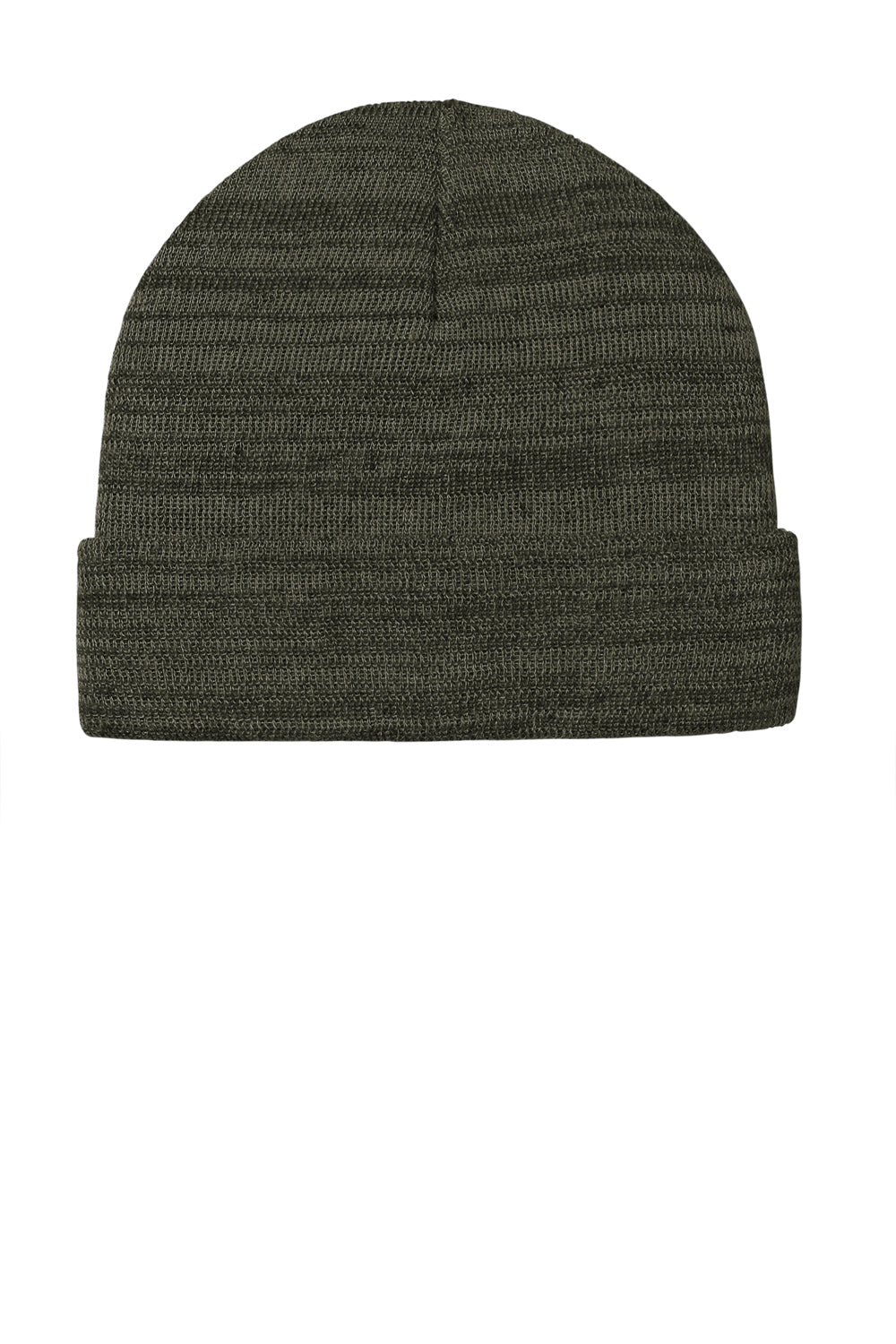 Port Authority C939 Knit Cuff Beanie Heather Olive Green Front