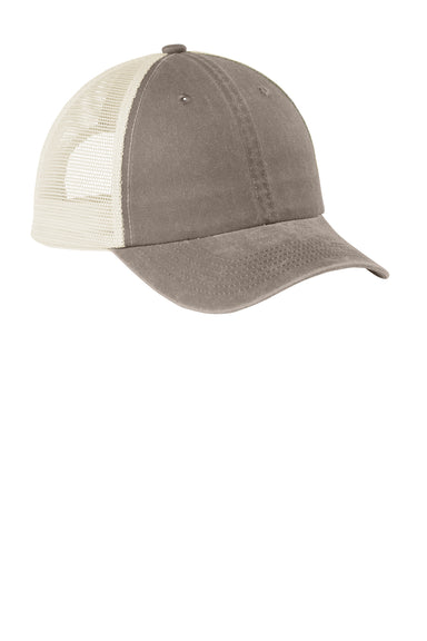 Port Authority C943 Beach Wash Mesh Back Hat Taupe/Stone Front