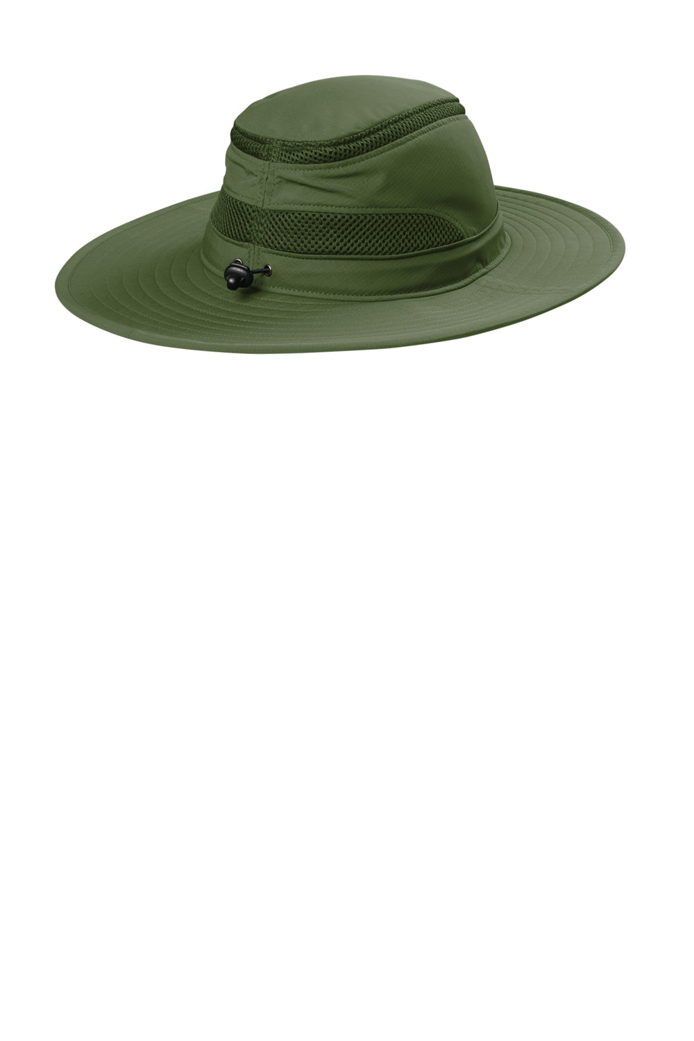 Port Authority C947 Mens Moisture Wicking Ventilated Wide Brim Hat Olive Leaf Green Back