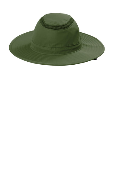 Port Authority C947 Mens Moisture Wicking Ventilated Wide Brim Hat Olive Leaf Green Front