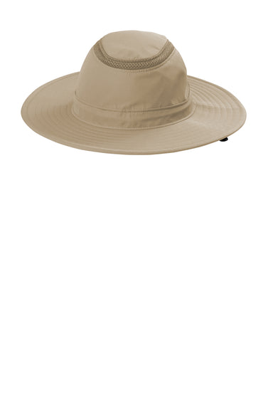 Port Authority C947 Mens Moisture Wicking Ventilated Wide Brim Hat Stone Front