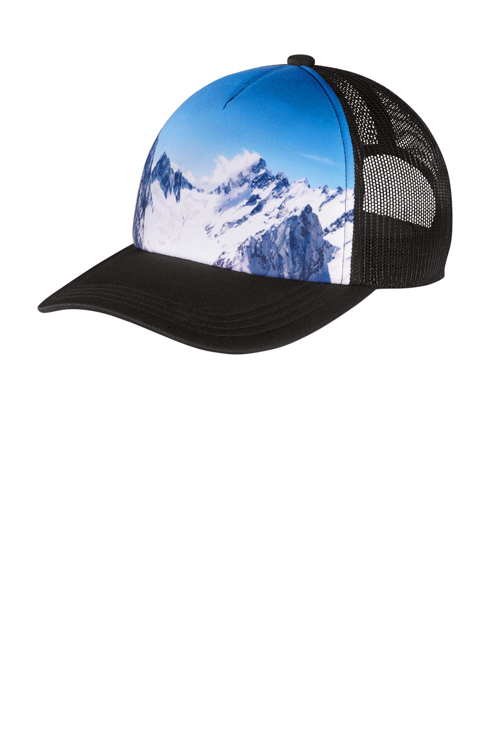Port Authority C950 Real Photo Snapback Trucker Hat Snow Caps Front