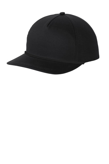 Port Authority Mens Snapback Rope Hat Black Front