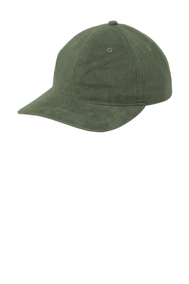 Port Authority C973 Mens Light Corduroy Dad Hat Olive Green Front