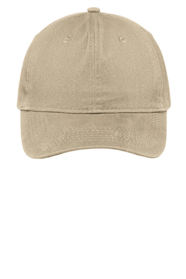 Port & Company CP77 Brushed Twill Low Profile Hat Khaki Front