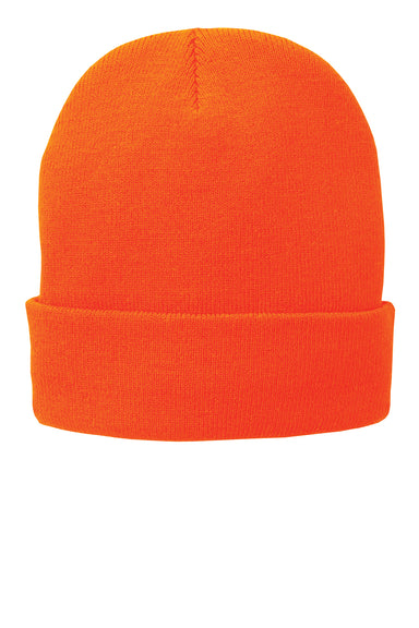 Port & Company CP90L Fleece Lined Knit Beanie Athletic Orange Front