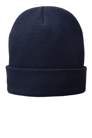 Port & Company CP90L Fleece Lined Knit Beanie Navy Blue Front